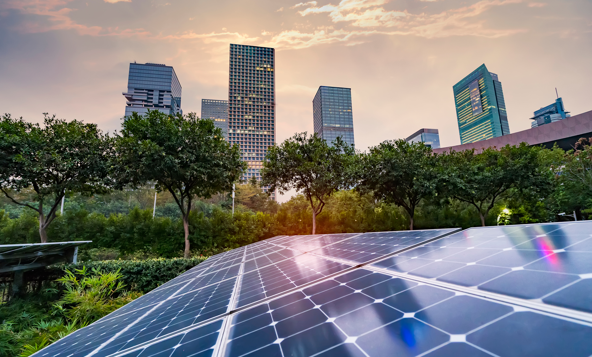 urban landscape with clean energy